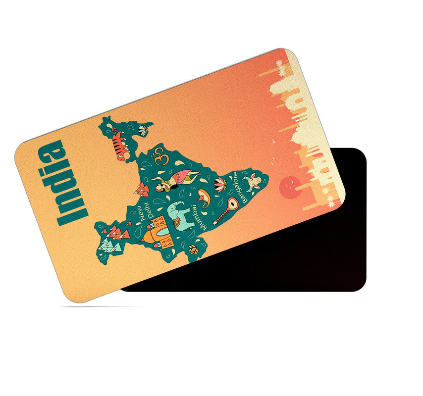 dhcrafts Rectangular Rubber Fridge Magnet / Magnetic Card Multicolor India Design Pack of 1 (8.6cm x 5.4cm)